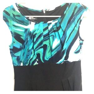 Black, green, and teal dress